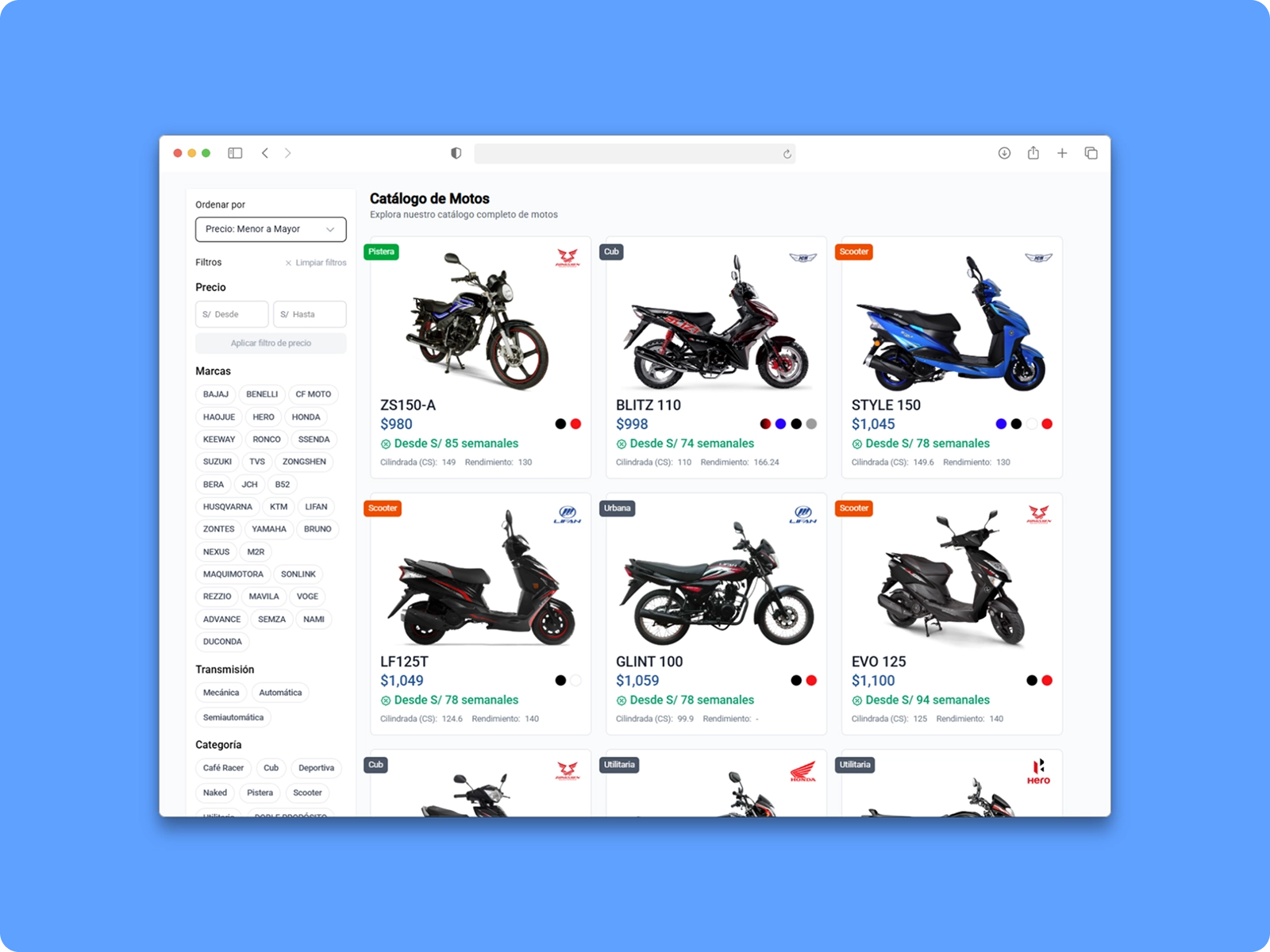 Catálogo de motos